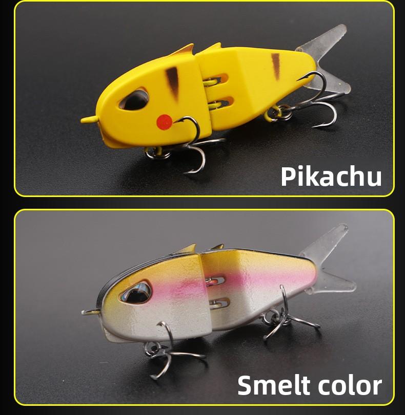 60mm Multi Jointed Fishing Lure Double Hooks Colorful Sinking Lure for Bass Trout