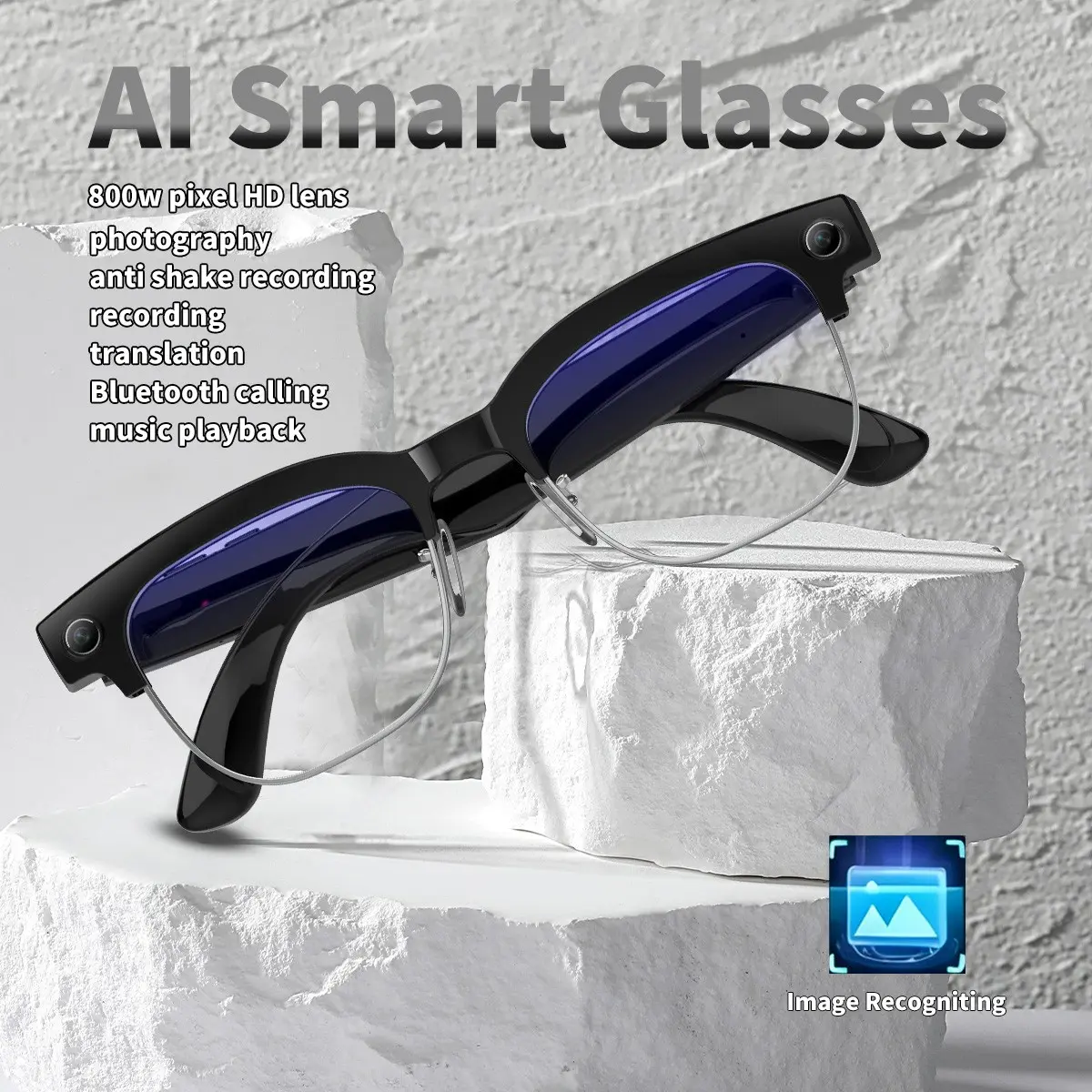 2026 Upgrade W630 Smart Ai Camera Glasses, Multifunctional Smart Glasses, 1080P Hands-Free Video Recording, Real-Time Translation, UV Protection, Bluetooth-compatible Wearable