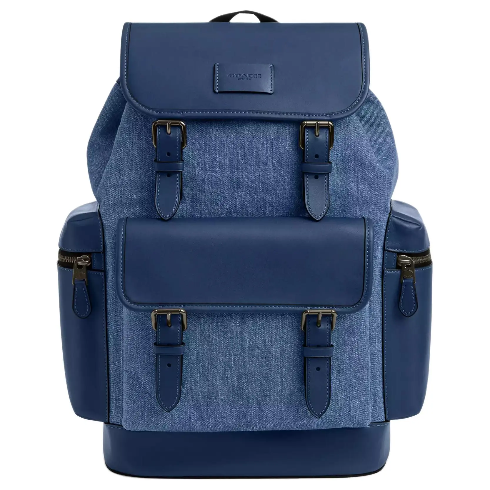 COACH Sprint 29 Logo Denim Backpack for Men, Large Size, Navy Blue
