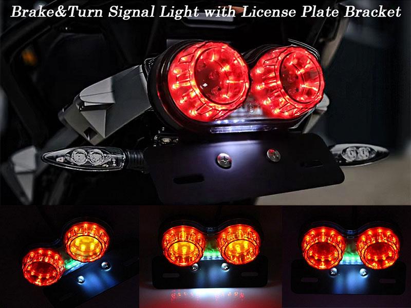 ANKIA 40-LED 40W Motorcycle Tail Light Integrated Running Lamp Brake&Turn Signal Light with License Plate Bracket for Harly Motorcycle Street Bike Cruiser Chopper (Black)