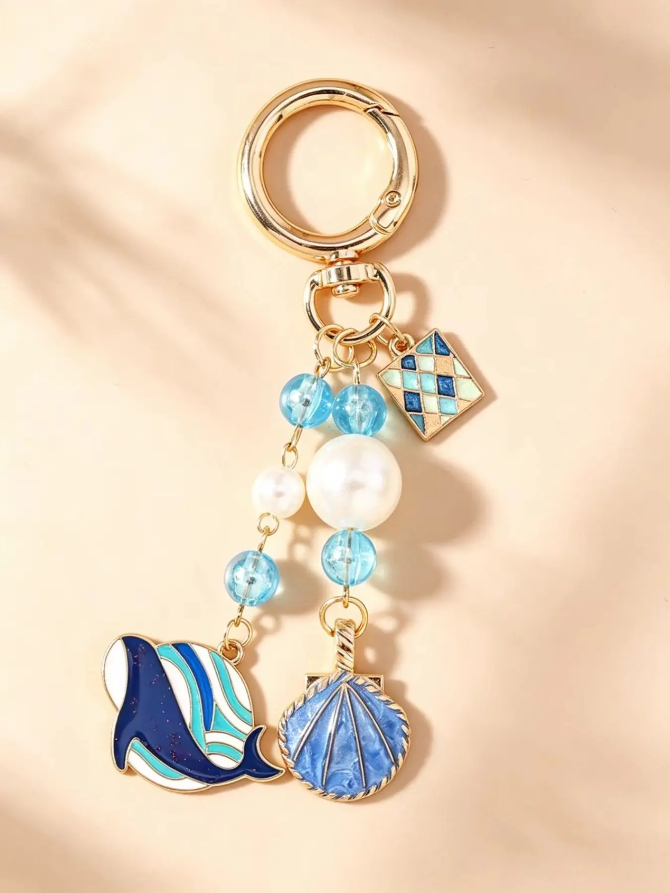 Fashion Shell Whale Keychain, Ocean Animal Shark Key Ring, Casual Plain Design, All Seasons, Hanging Ornament for Bags