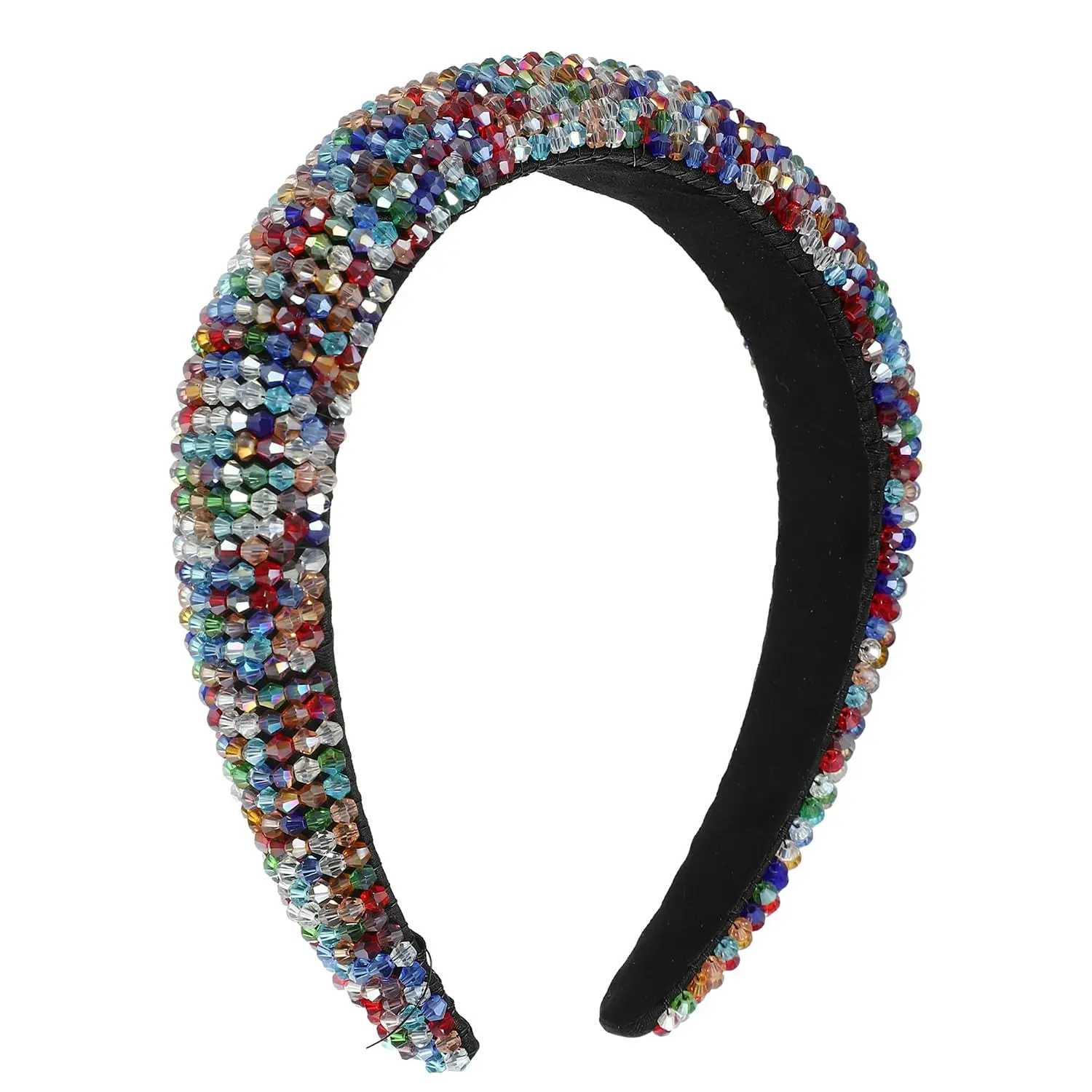 Rhinestone & Crystal Embellished Multicolor Headbands, Thick Padded, Hair Accessories for Women