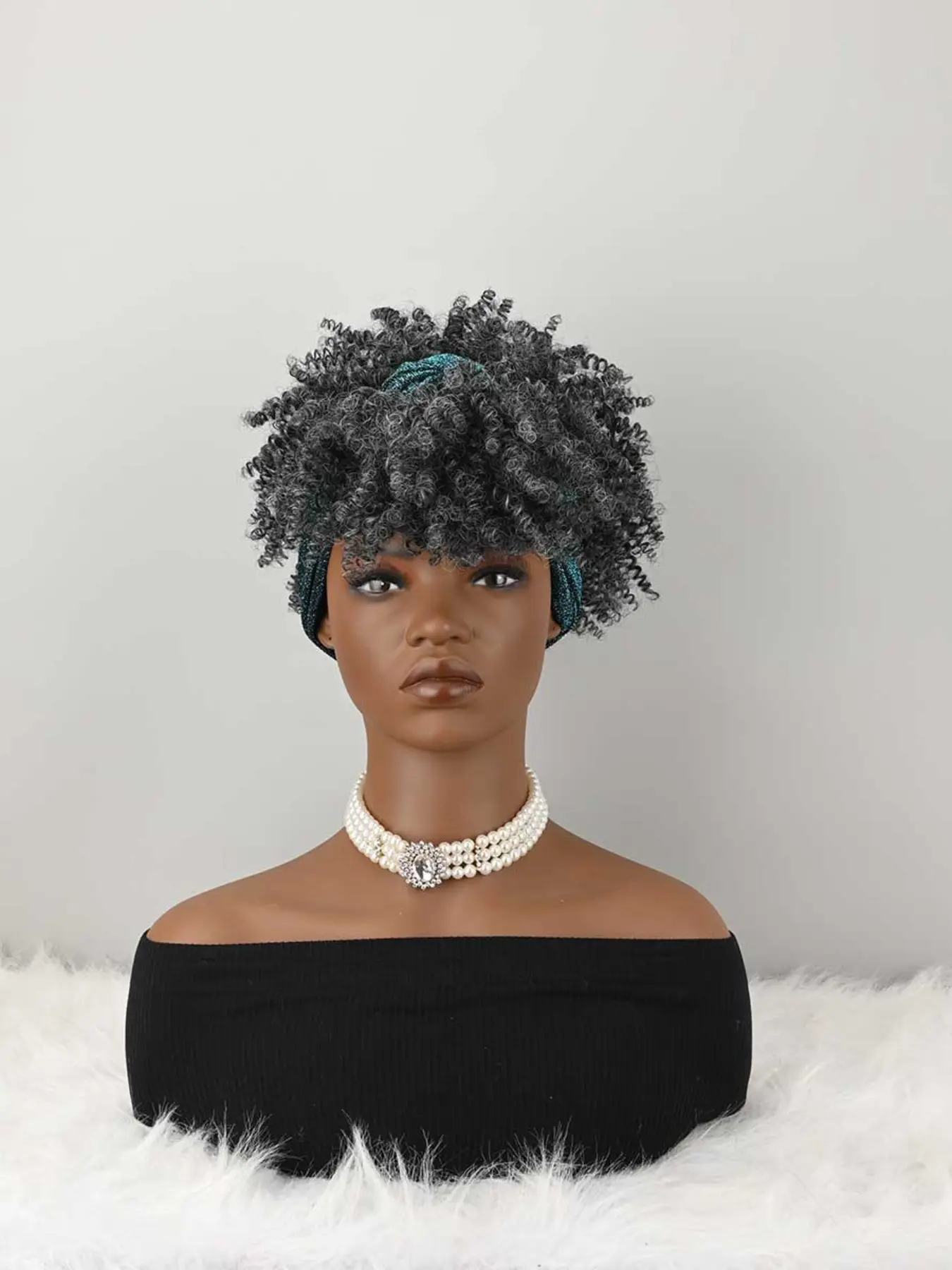 Women's Headband Wig, Afro Kinky Curly Design, Synthetic Short Hair, Headband Attached, Perfect for Daily Wear & Stylish Looks