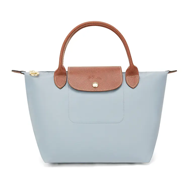 Longchamp Le Pliage Zip Top Handle Bag, Small Women’s Recycled Nylon Canvas Tote in Steel Gray