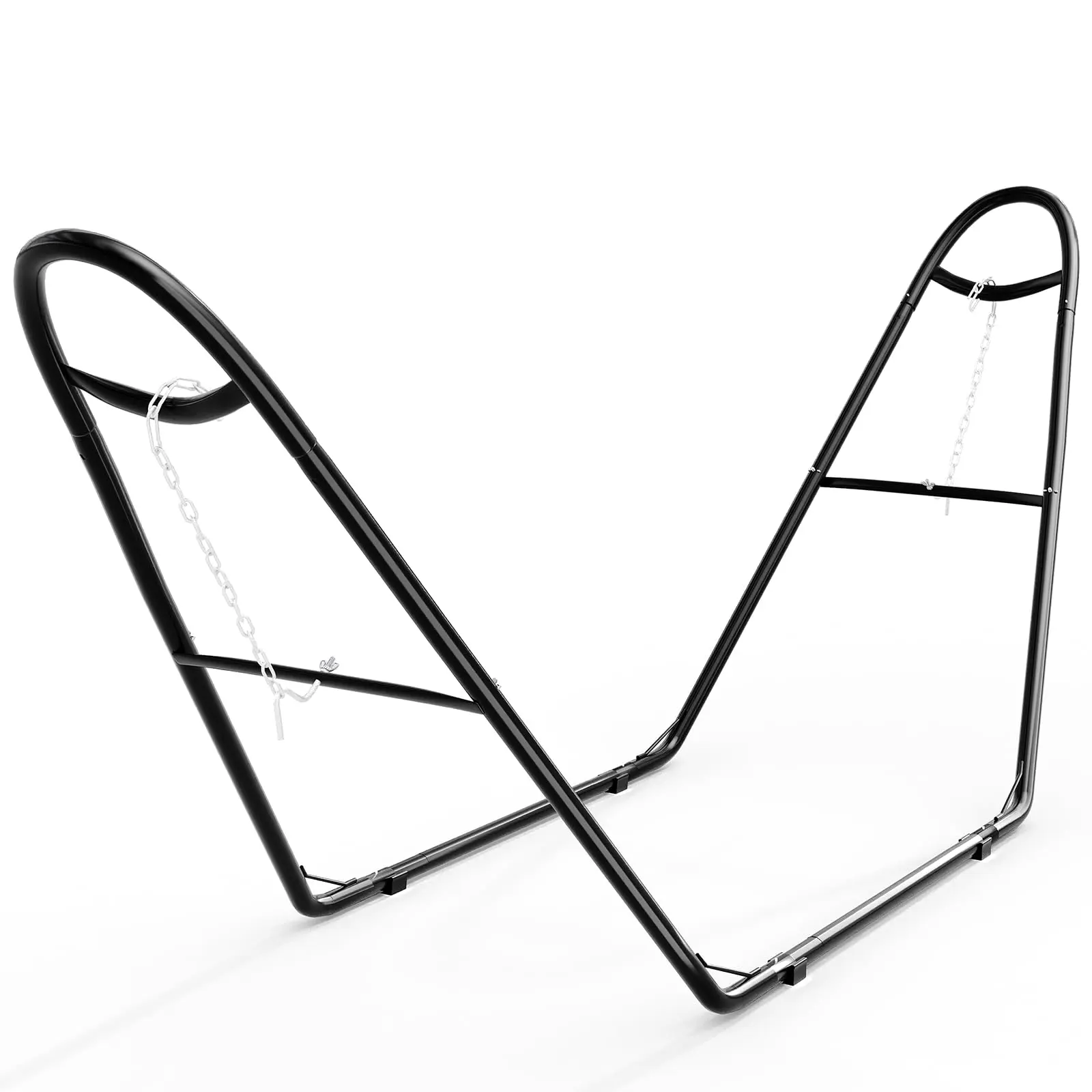 Garvee Global Double Hammock Stand – Heavy-Duty 550 lbs Capacity, Fits 9-14 ft Hammocks, Outdoor Steel Frame for Patio, Garden, Backyard – Black