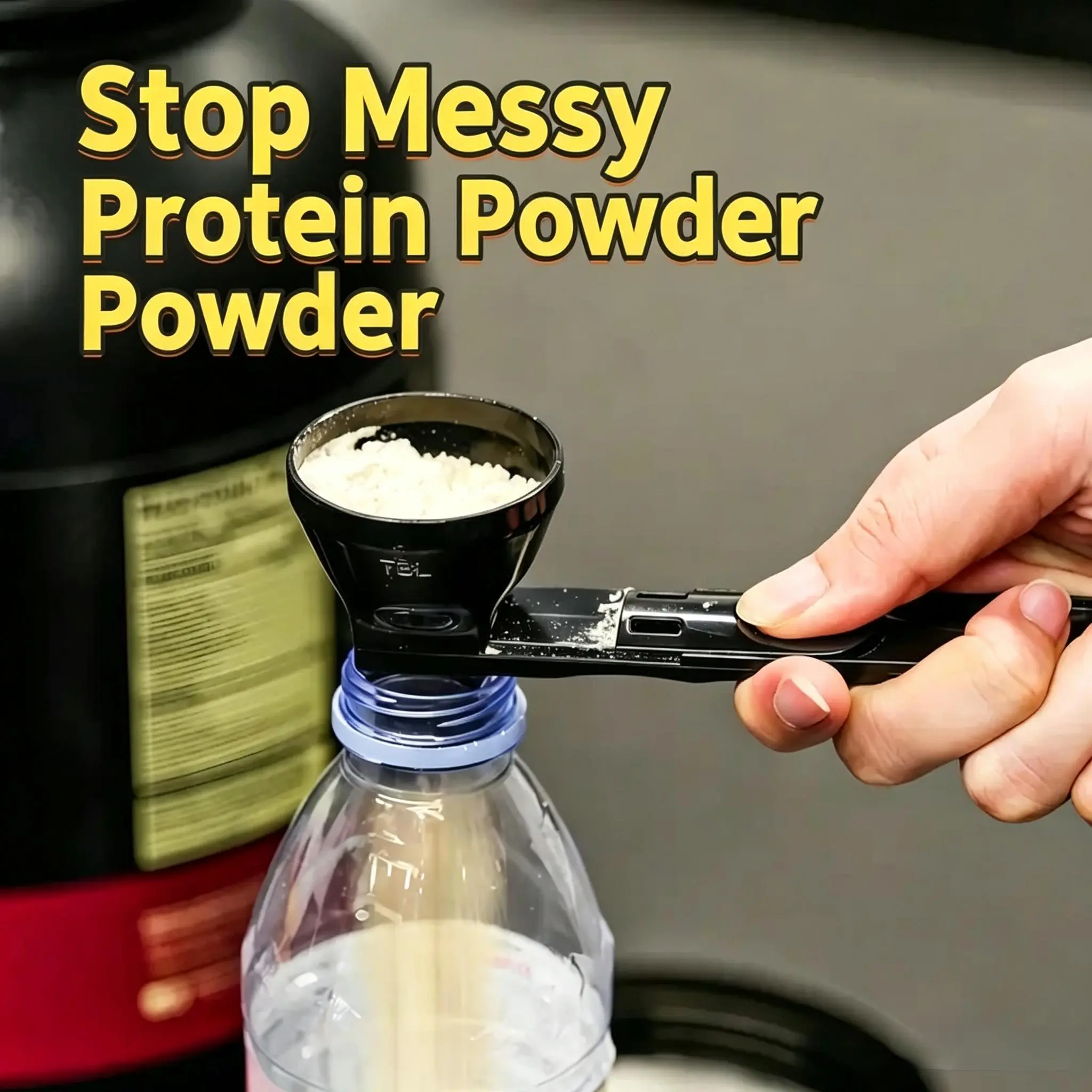 [Buy 1 get 1 free] Protein powder sliding spoon, funnel integrated design, fitness and muscle building powder creatine pre exercise, BPA food grade material, coffee milkshake chocolate powder kitchen tool, preferred Valentine's Day gift Clean Supplement