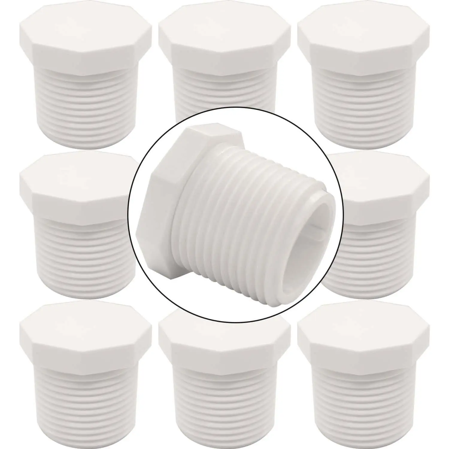 10 count 3/4” NPT Male Threaded PVC Pipe End Cap SCH40 Male Thread Plug | Coupling Adapter PVC Pipe Fittings for Irrigation Pluming Water Line