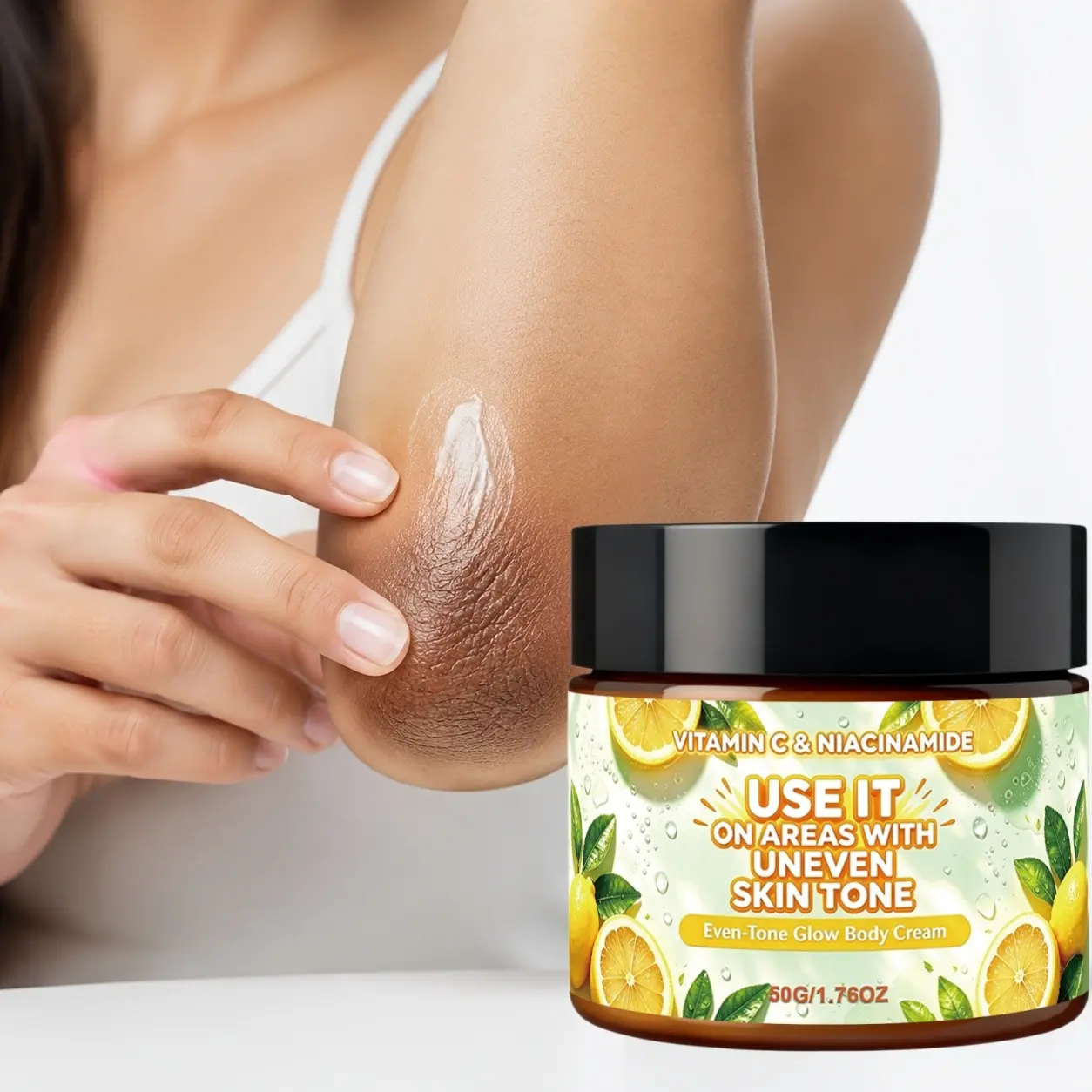 Vitamin C & Niacinamide Even Tone Body Cream, Brighten Dull Uneven Skin Tone, Improve Skin Pigmentation, Hydrate & Moisturize Body Skin, Create Long Lasting Glowy Radiant Skin, Suitable for All Body Areas, Soft & Supple Body Lotion