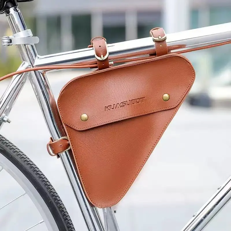 Vintage Triangle Bike Bag, Quick Release Large Capacity Rear Frame Storage Pack with Adjustable Shoulder Strap, Windproof Ergonomic Fit for Road & Mountain Bike, Commute & Travel