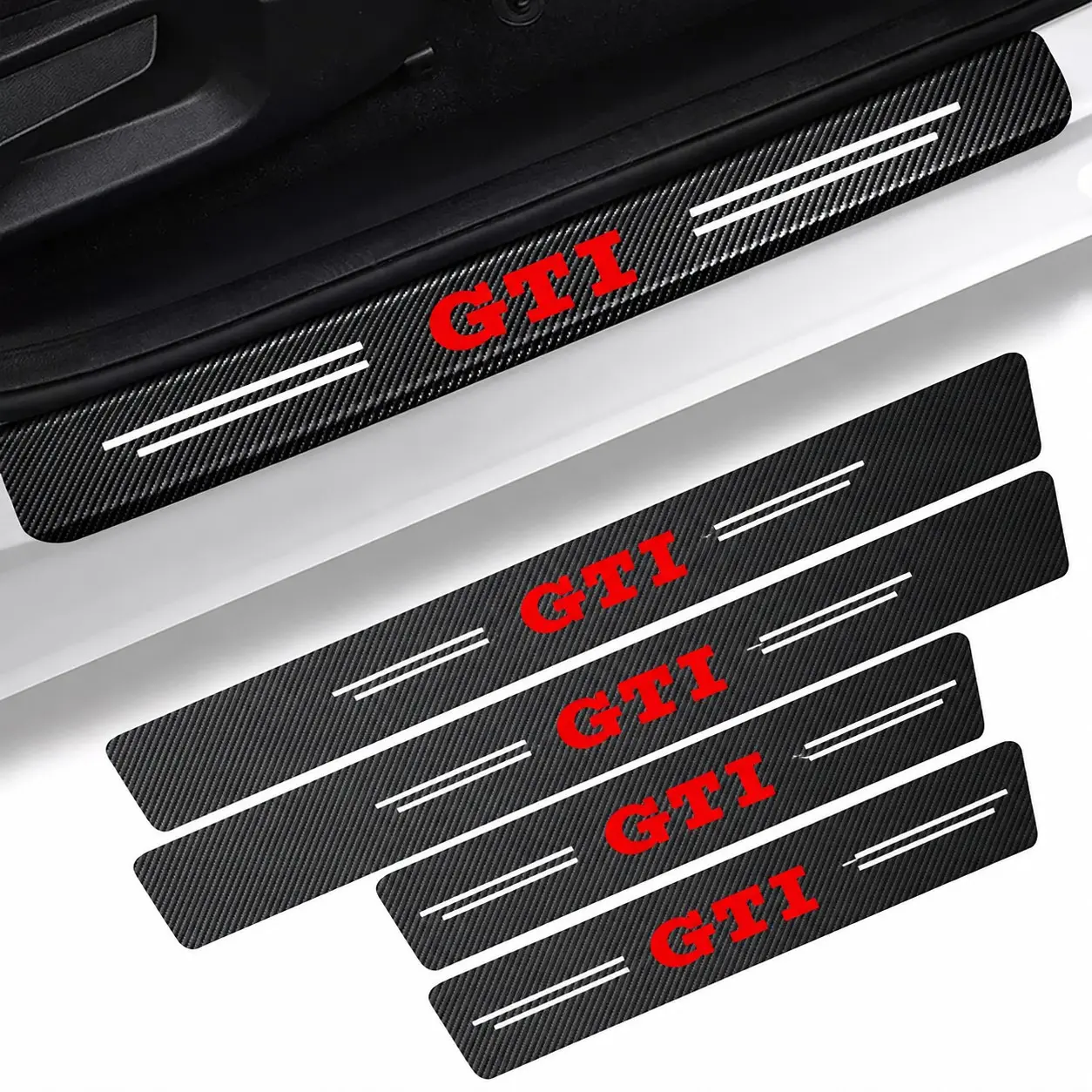 4pc Car Logo Door Carbon Fiber Threshold Protection Stickers Car Decals Car Accessories for VW Volkswagen GTI Golf 3 4 5 6 7 8 MK3 MK4 MK5 MK7 MK8