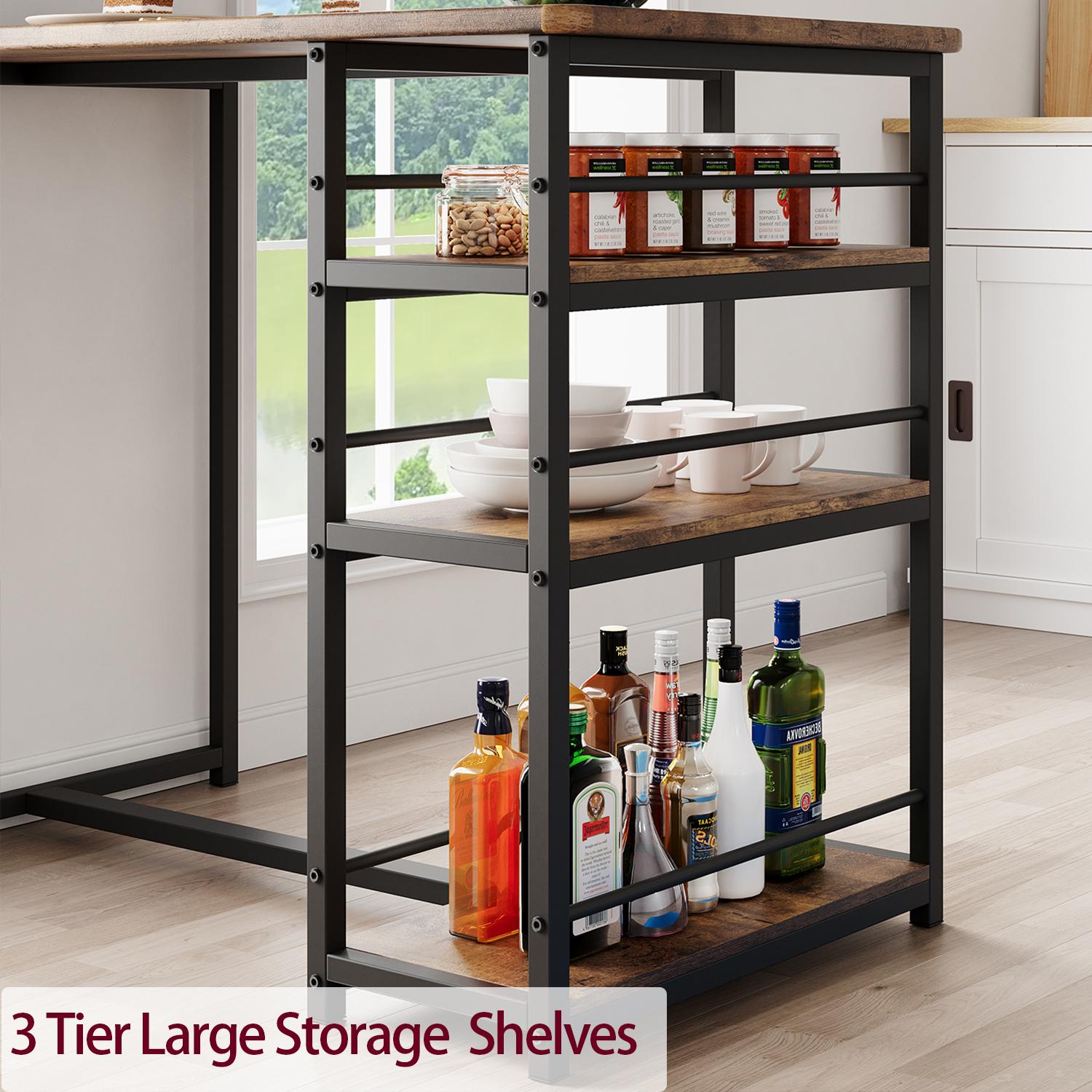 Garvee and Garvee Space-Saving Bar Table Sets for 2 with Upholstered Chairs, Multiple Storage Shelves, Comfortable Seating, Ideal for Kitchen, Apartment, Dining, and Living Areas