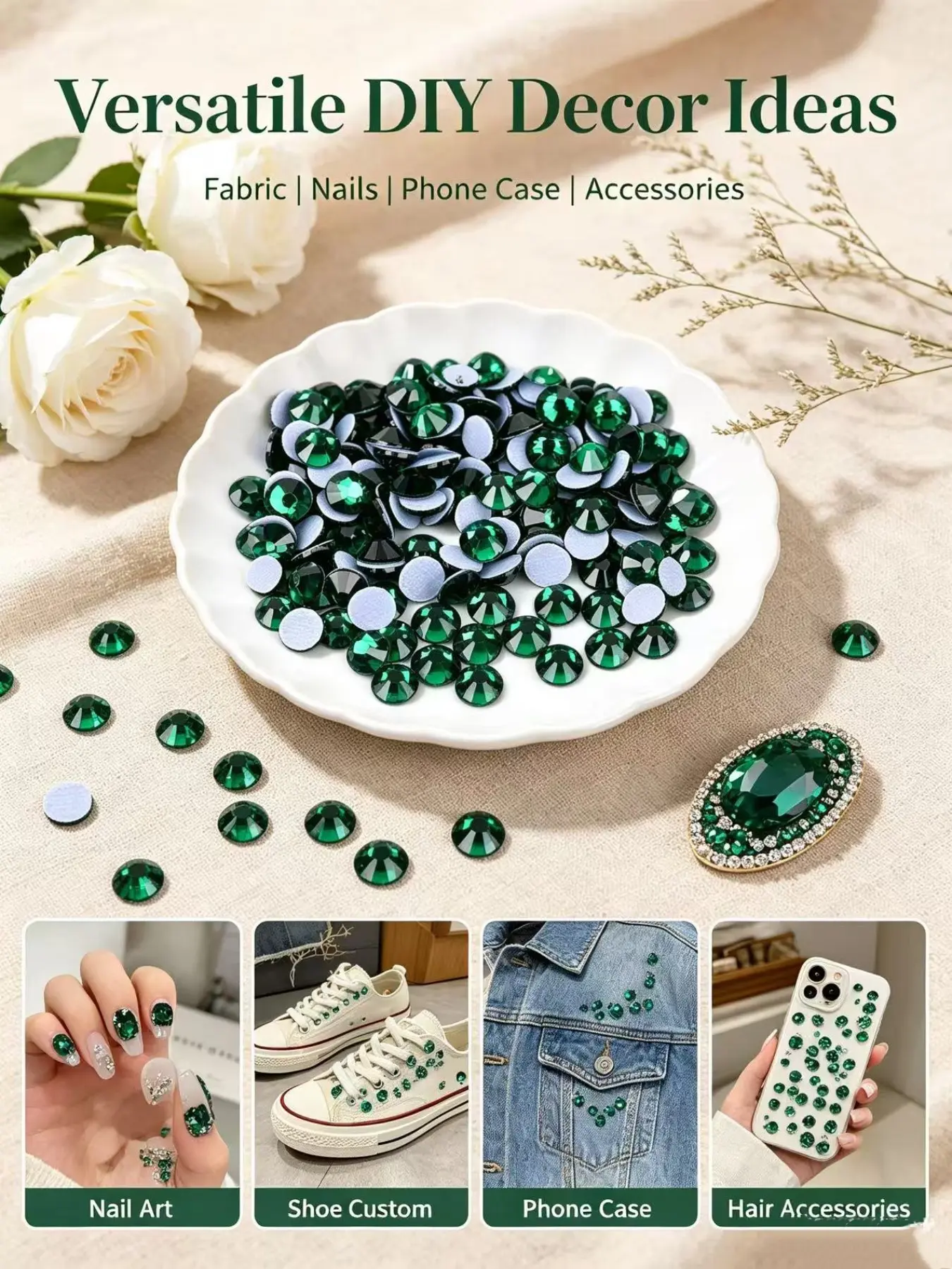 A5 Glass Rhinestones Multi-Sizes Ss6/ss10/ss16/ss20, Deep -Kingfisher Blue, 1440 Pieces Per Bag, DIY Fashion Decoration Material