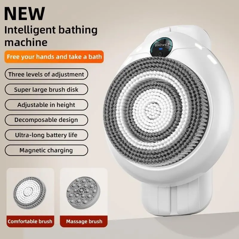 Wall-Mounted Smart Shower Machine, Portable Bath Brush, Exfoliating Back Scrubber, Intelligent Bathing Device, Easy-To-Use Shower Tool, Body Brush