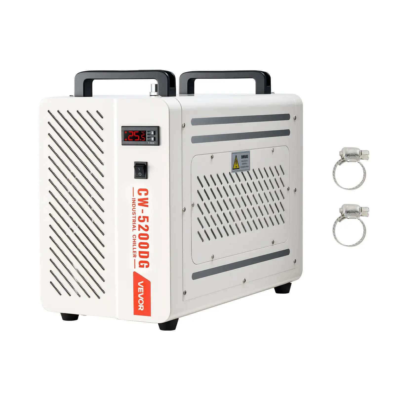VEVOR Industrial Water Chiller, 5460 BTU/h, Industrial Water Cooler Cooling System with Compressor, 1.8 Gal Tank Capacity, 3.4 GPM Max Flow, Laser Chiller, for CO2 Laser Engraving Cutting Machine