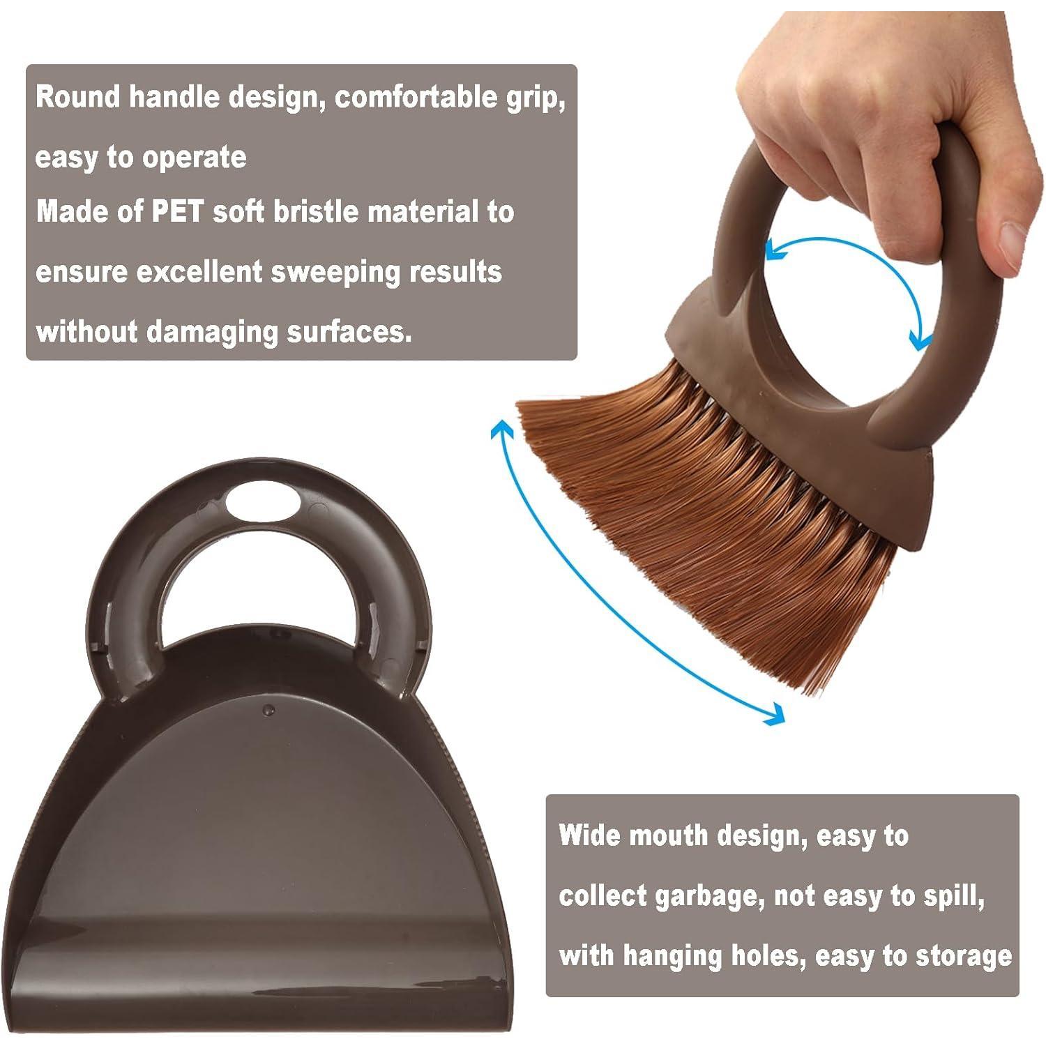 Round Handle Brush and Dustpan Set Small Broom & Dustpan Portable Handheld Sweeper for Desktop Sofa Floor Pet Nest (Coffee) Round Handle Brush and Dustpan Set Small Broom & Dustpan Portable Handheld Sweeper for Desktop Sofa Floor Pet Nest (Coffee)