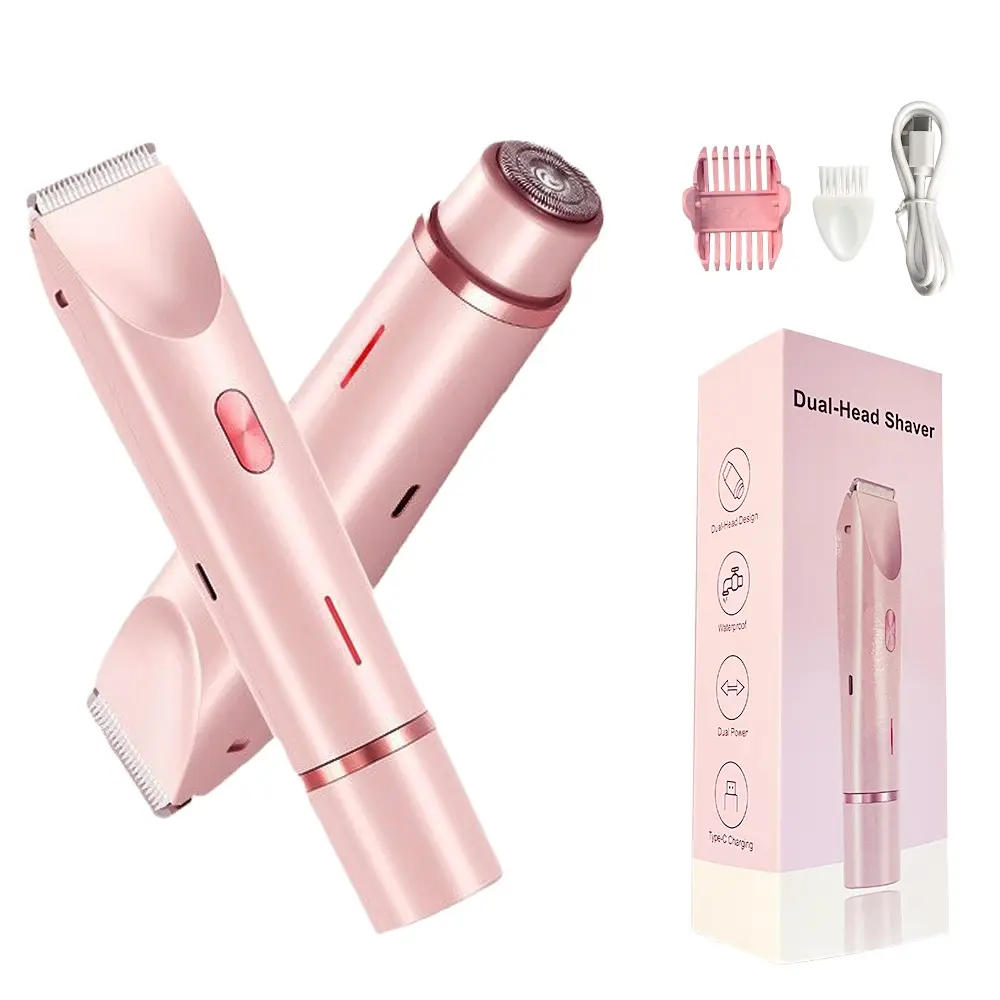 Electric Hair Removal Tool, 1 Box 2-in-1 Double Head Waterproof High Quality Trimmer Epilators, Wet & Dry Use Hair Removal Tool for Underarm, Leg, Arm, Body, Epilator Hair Remover, Body Hair Shaver
