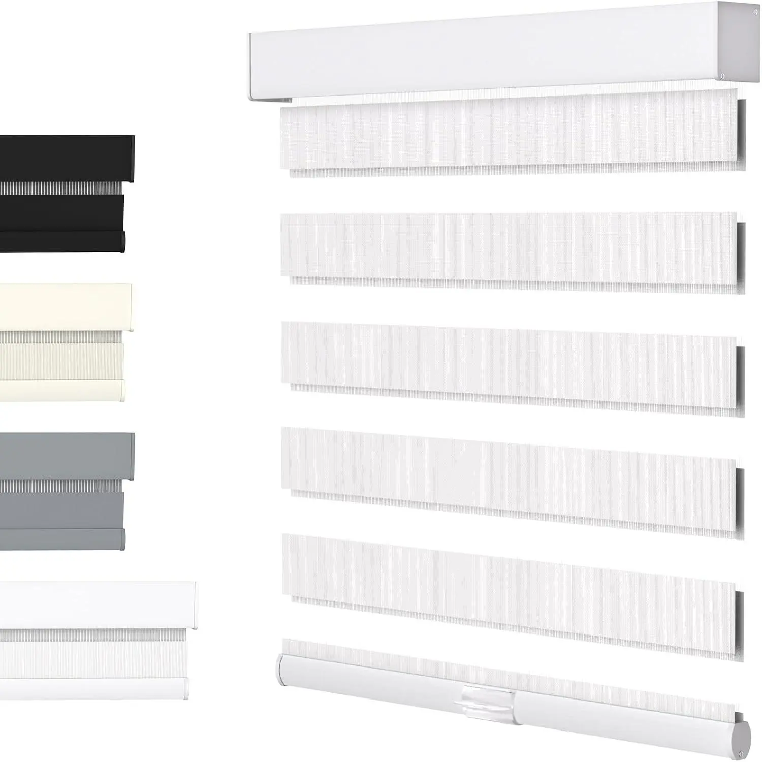 Blinds for Windows with Free-Stop(White,24" W x 72" H) Dual Layer Shades for Day & Night Privacy and Light Filtering, Perfect for Home & Bedroom, Easy to Install