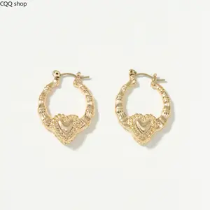 Vintage Geometric Heart Stud Earrings for Women, Trendy INS Style Fall Winter Ear Jewelry, Versatile Retro Accessories for Daily Wear & Holiday Outfits