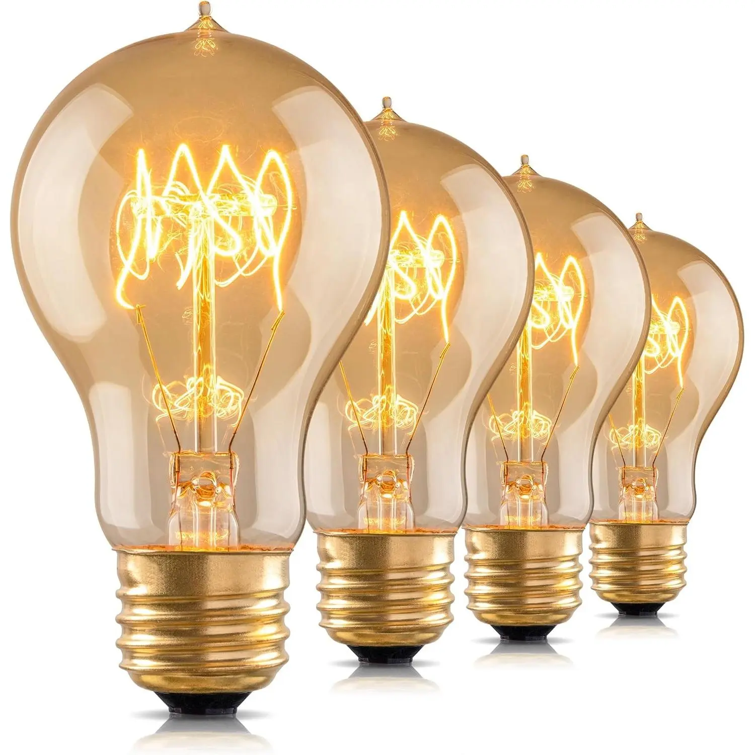 Warm Incandescent Light Bulbs 60 Watt A19/A60 Vintage Style Edison Bulbs E26 Soft Yellow Amber Retro Light Bulb Halogen Dimmable Squirrel Cage