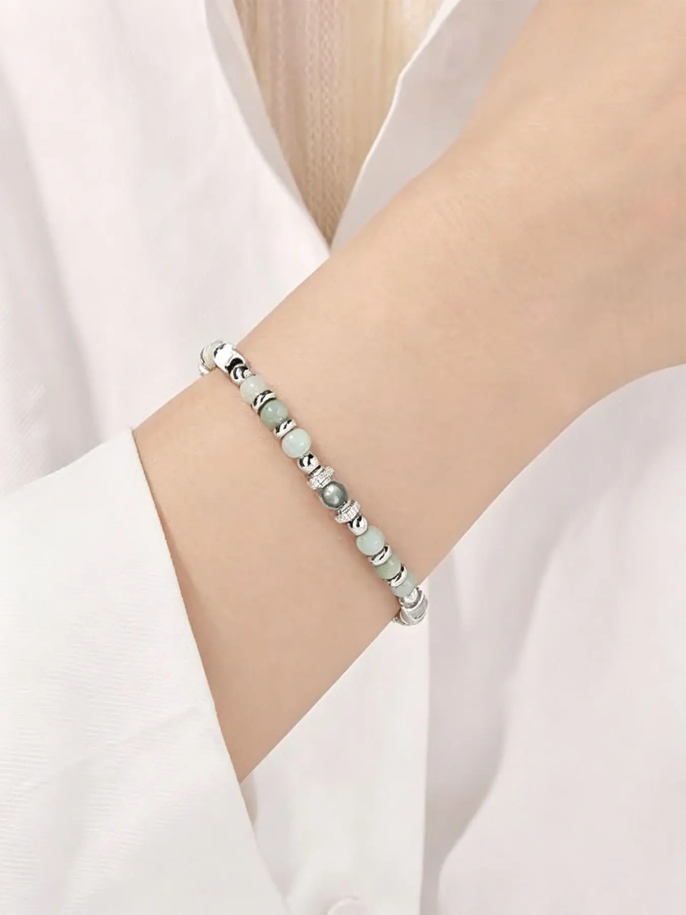 Women's 4mm Square Bead Crystal Bracelet, Adjustable Amethyst Beaded Wristband, Birthday Gift for Her, Elegant Jewelry Accessory