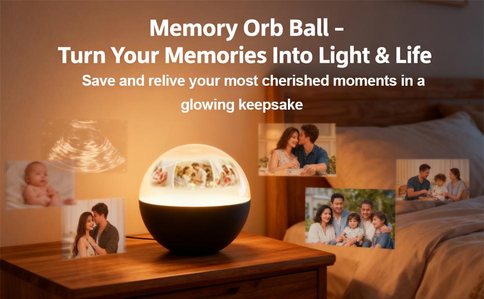 Memory Orb Ball, Core Memory Orb Custom Video Sphere - Hang All Your Memories, Memory Lamp Orb Save All of Your Core Memories on This, Customizable Christmas Ornament Decoration (White, APP)