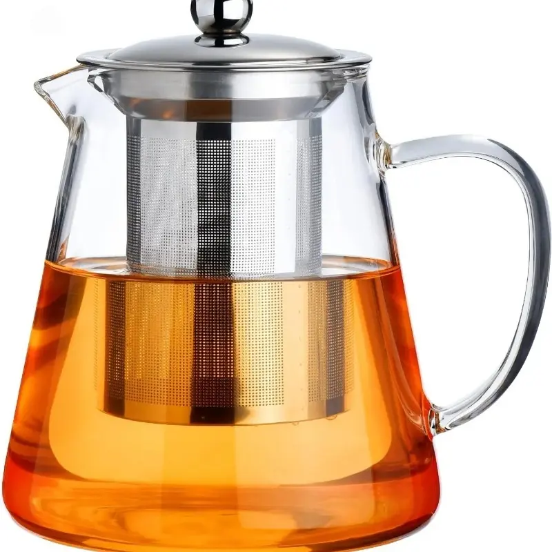550ML/18.6oz Mini Size Glass Teapot Tea Kettle-with Stainless Steel Removable Infuser for Blooming Tea & Loose Leaf Tea, Microwave & Stovetop Safe, Tea Pot With Infusers For Loose Tea, Teapot With Strainer