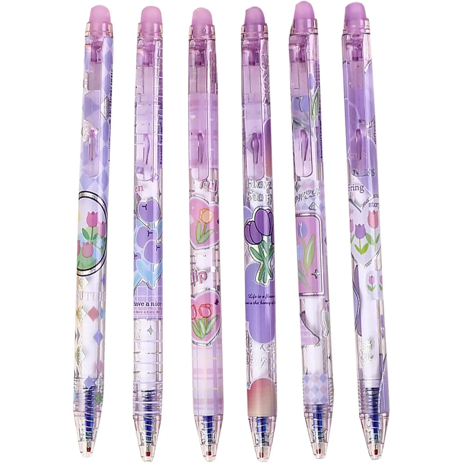 6 count Cute Retractable Erasable Gel Pens Fine Point 0.5mm Blue Inks Make Mistakes Disappear with Eraser, Smooth Writing for Planner and Crossword Puzzles (, Blue)