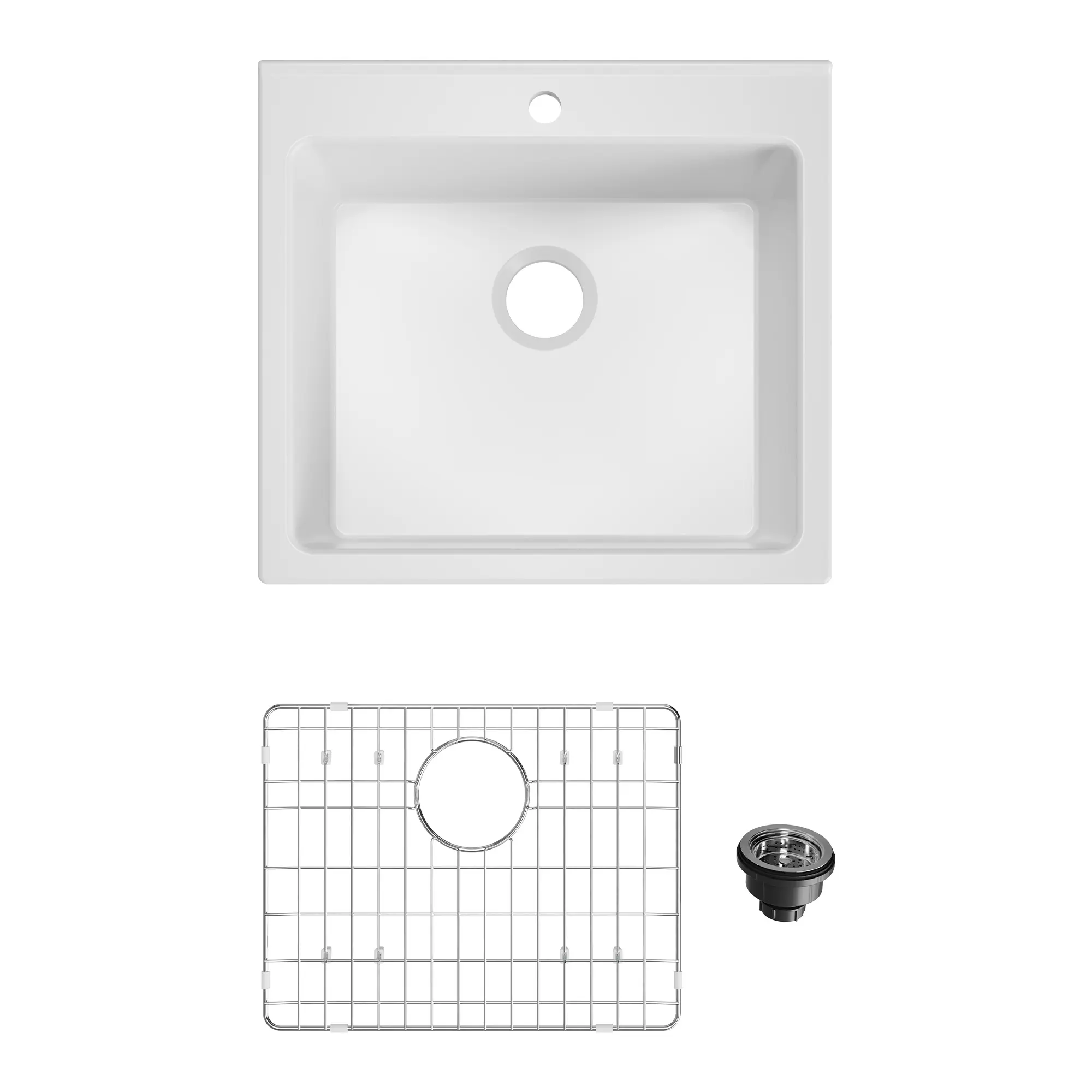 Farmhouse Sink, White Fireclay Ceramic Apron Front Kitchen Sink, Undermount & Drop-in Dual Mount, Large Single Bowl Basin