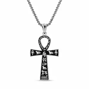 Stainless Steel Ankh Cross Necklace - Egyptian Key of Life Pendant with 24-in Chain, Unisex Costume men's  Accessory jewelry