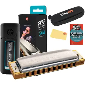 532 Blues Harp MS Harmonica - Key of C Bundle with Case, Pouch,  Bazaar  Manual, and Polishing Cloth