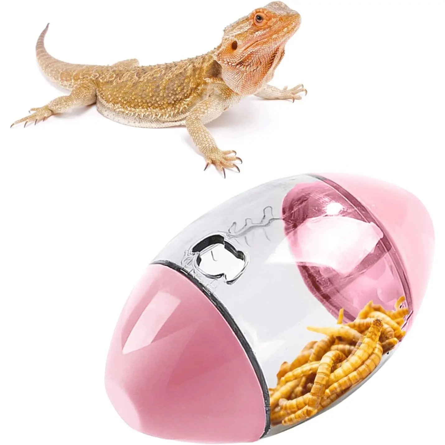 Rugby Shape Reptile Enrichment Toy - Interactive Terrarium Decor for Bearded Dragons, Small Pets