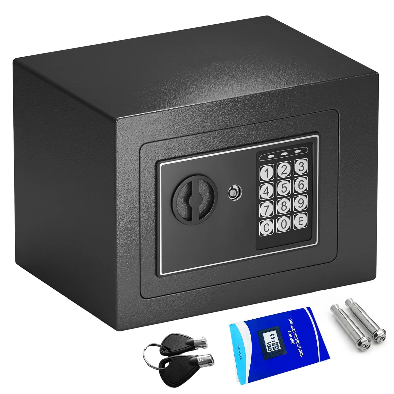 Home Mini Electronic Password Safe Box Dual Key Anti Theft Small Vault For Jewelry Document Cash Storage