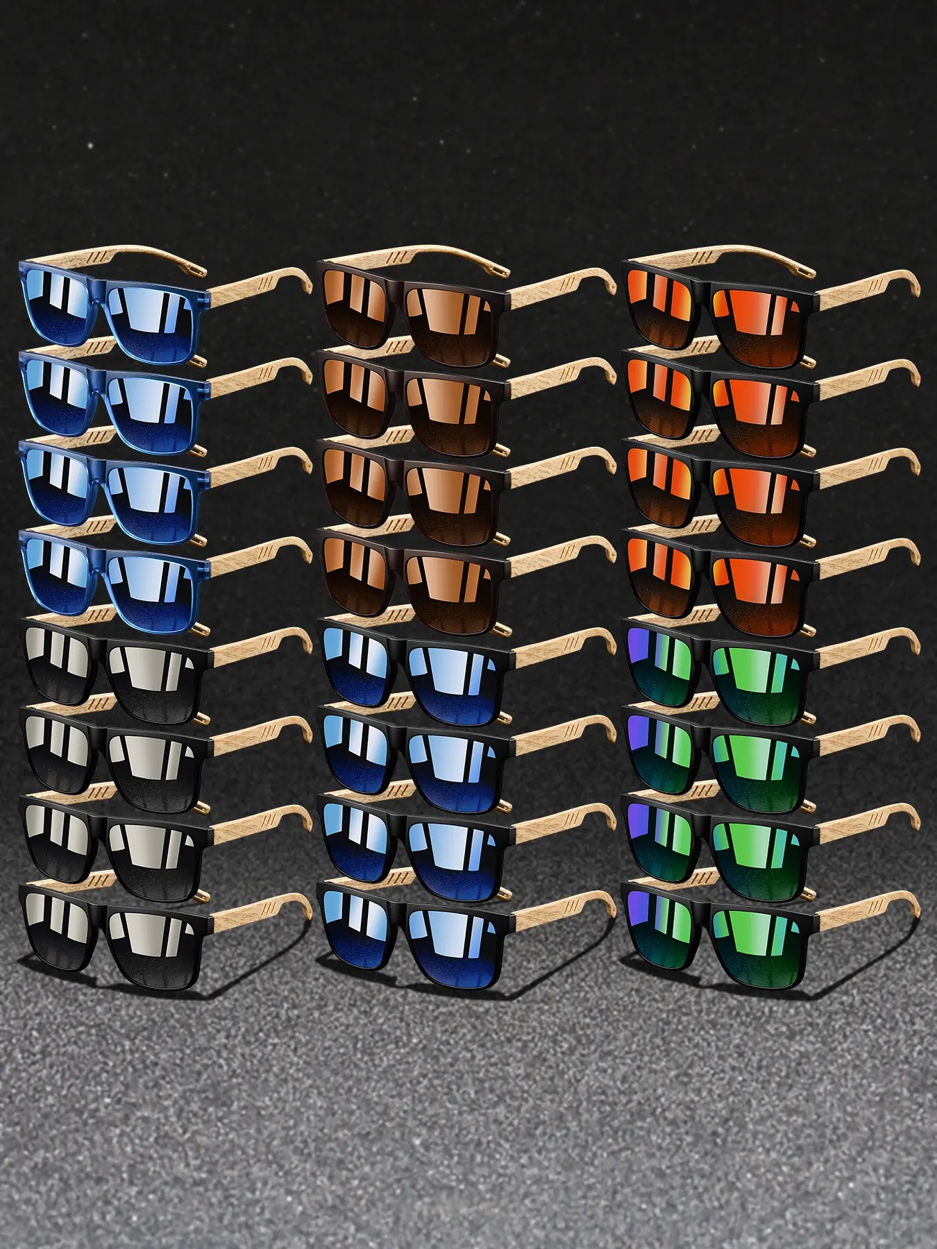 24 pairs of fashionable retro imitation wood grain square glasses,lightweight and durable Lightweight Polycarbonate frames,stylish and lightweight design,suitable for daily wear fashion glasses,ideal gift for fashion enthusiasts