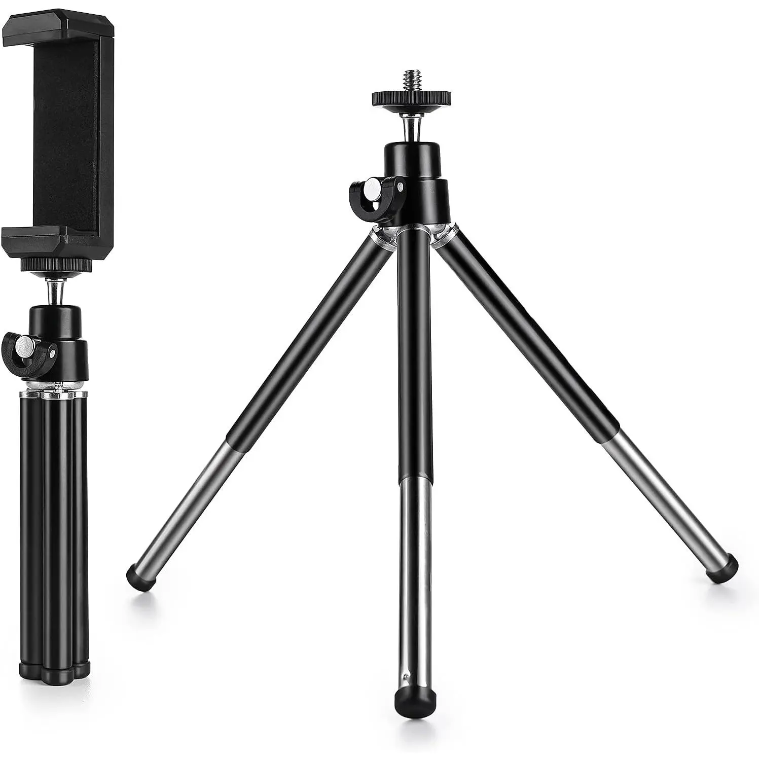 Mini Tripod for Webcam and Phone, Metal Extendable Webcam Stand with Phone Holder, Tripod for Webcam