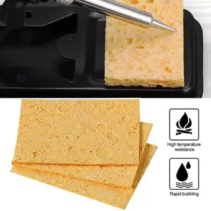 10-Pack Compressed Wood Pulp Soldering Iron Cleaning Sponge, Absorbent Tin Removal Pad for Electric Soldering Station, Essential Tool Accessories