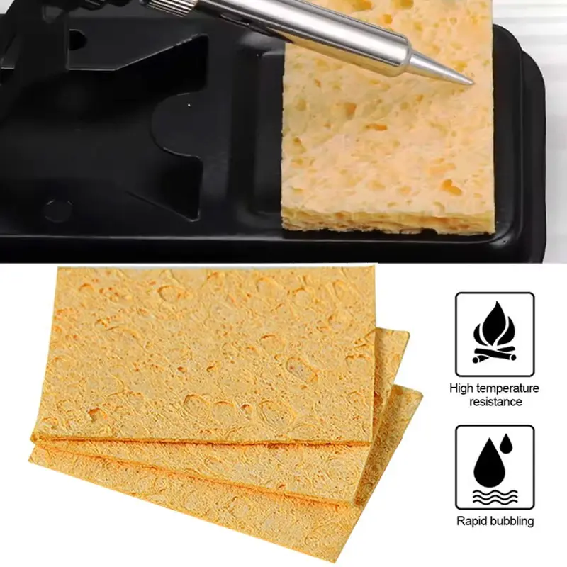 10-Pack Compressed Wood Pulp Soldering Iron Cleaning Sponge, Absorbent Tin Removal Pad for Electric Soldering Station, Essential Tool Accessories