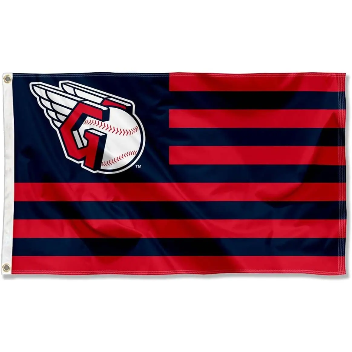Cleveland Baseball Stars-Stripes Patriotic Polyester Flag, 60x90cm/3x5ft Fade Resistant Decorative Banner, Lightweight Sports Collectible Print for Party, Household Decoration