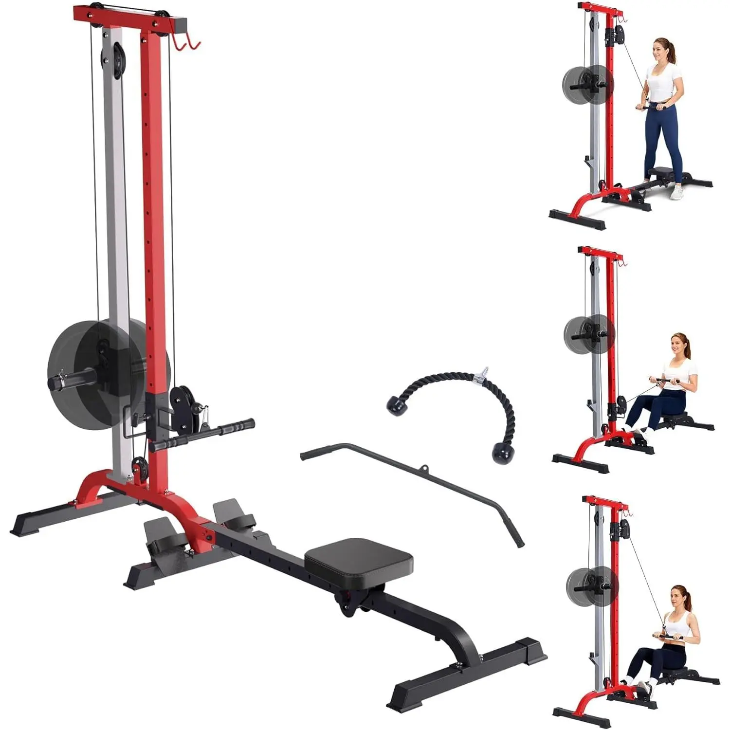 Garvee 2-in-1 Rowing & LAT Pulldown Machine – Compact Full-Body Home Gym with High/Low Pulleys, Durable Carbon Steel Frame, Rowing Machine, Cable Machine, Full Body Workout, Strength Training, Home Fitness, Gym Equipment, Pulley System, Heavy Duty, Cardio