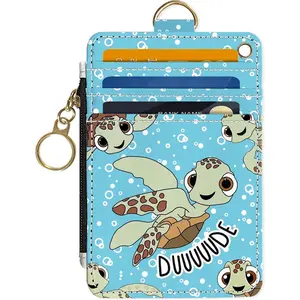 Slim Wallet Credit Card Holder, Sea Turtles, RFID Wallet Women Cute Small Front Pocket Wallet With Zipper, PU Leather Thin travel RFID Blocking Card Case ID Window,Ladies GiftsGift.
