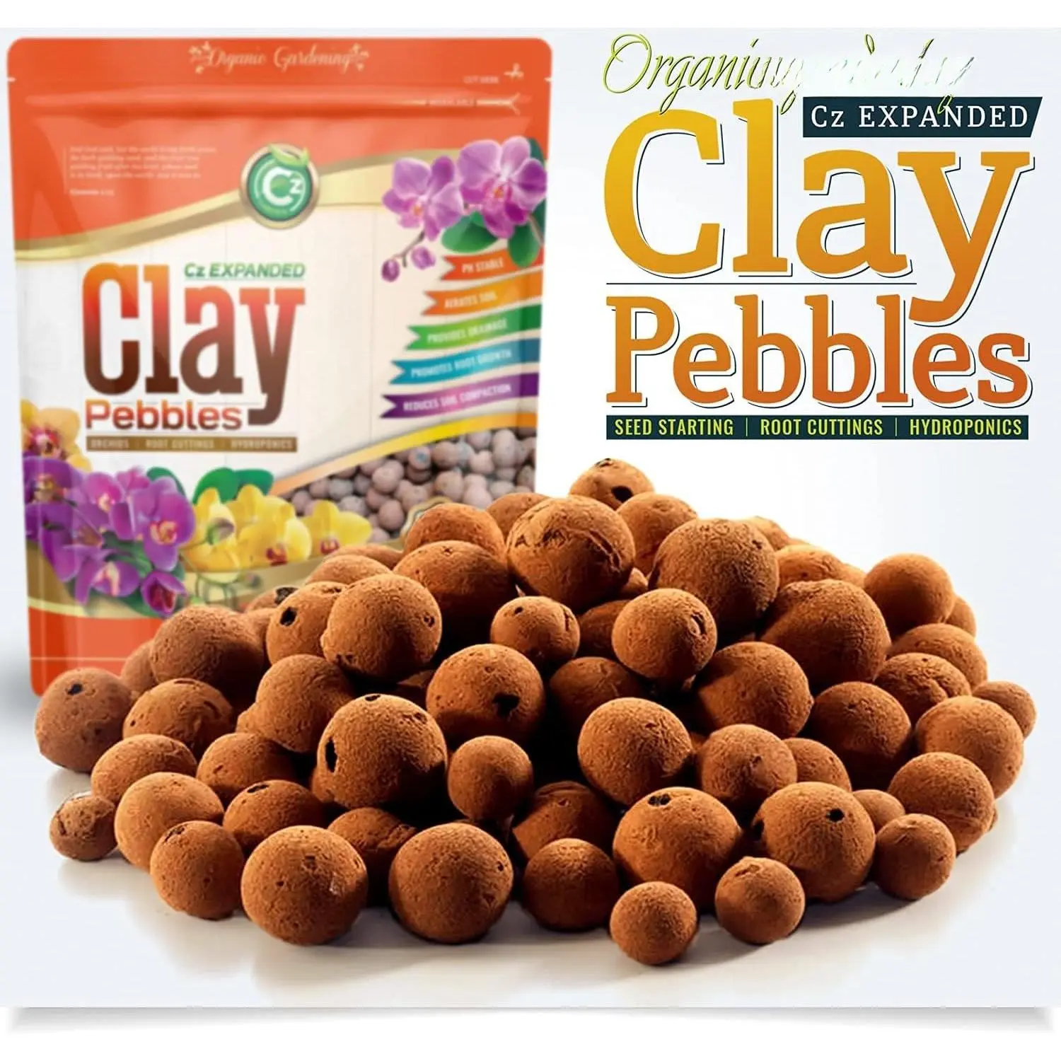 Expanded Clay  Grow Media for Orchids, NFT DWC Hydroponics, Aquaponics, Aquaculture LECA   Soil Conditioner Amendment Ceramsite Aggregate (4 LB  Expanded Clay Pellets)