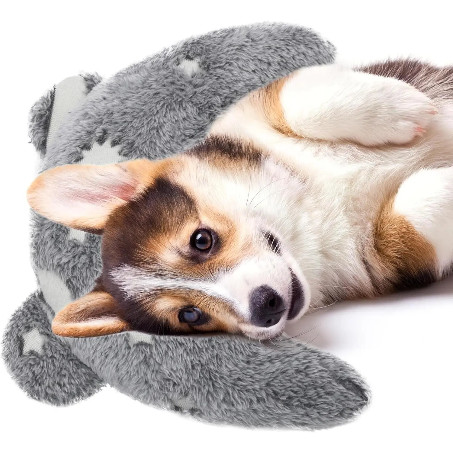 Pet Calming Pillow for Dogs, Soft U-Shaped Pillow Glow in the Dark, Joint Relief, Sleep Comfortably, Suit for Small Medium Large Dogs, Fluffy Pet Neck Pillow (M-Gray)