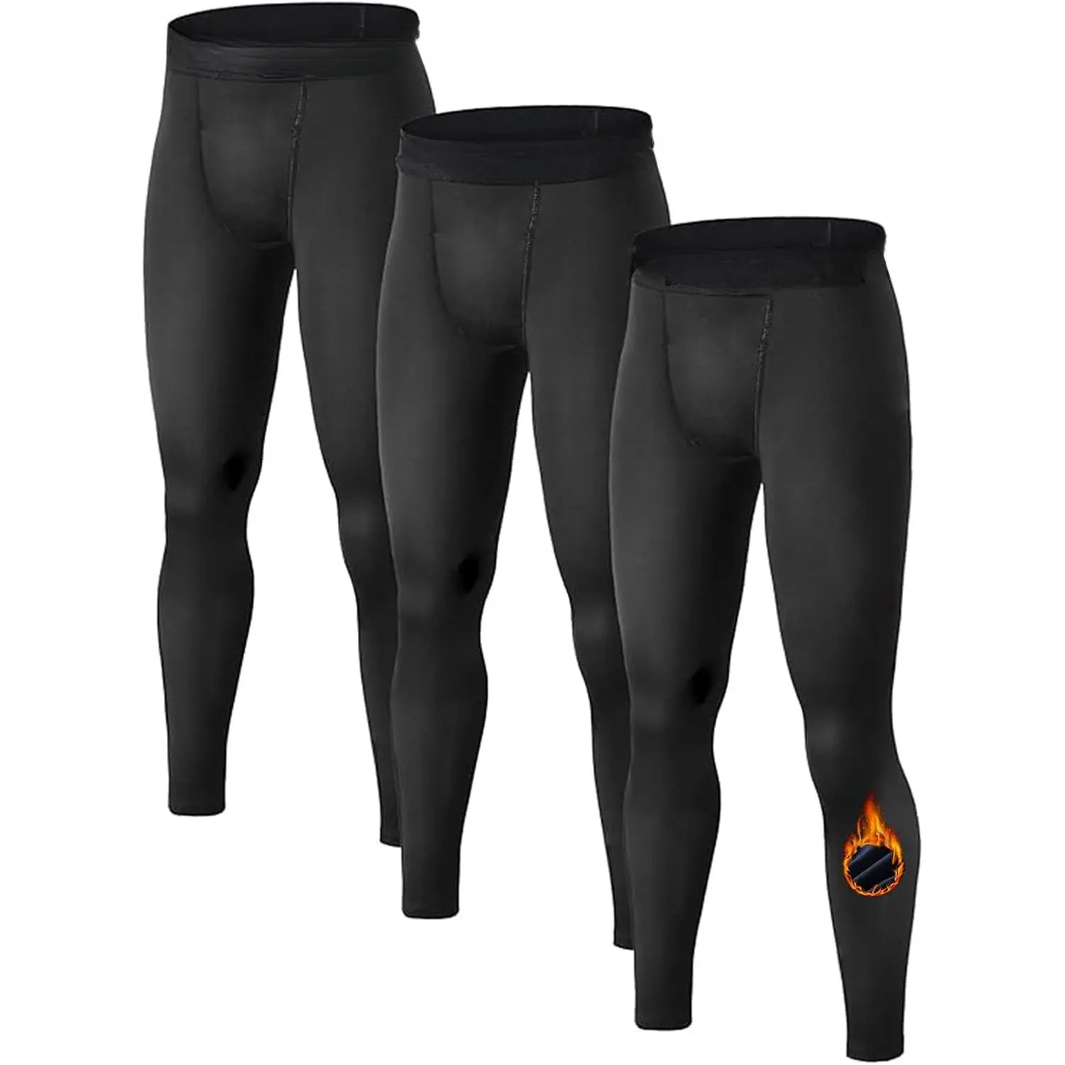 Boys' Fleece Lined Leggings - 1 or 2 Pack Thermal Compression Full Length Base Layer Tights, Youth Cold Weather Thermal Wear