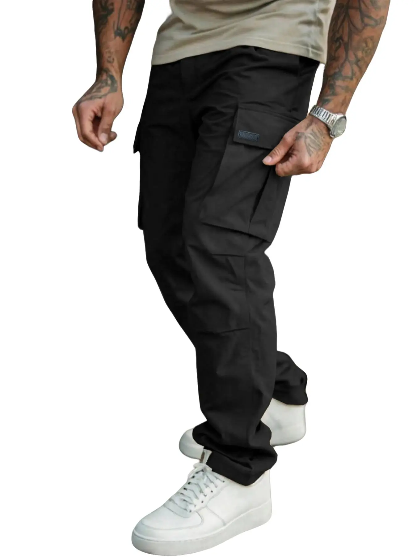 Men's Military Style Cargo Pants Trouser, Casual Pocket Pants, Aesthetic Loose Fit Multi-Pocket Design, Perfect for Outdoor Activities & Daily Wear