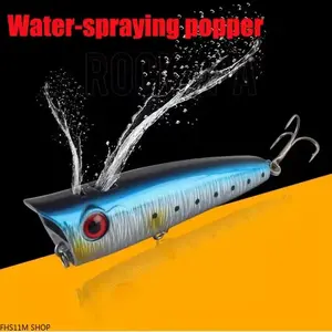 Topwater Popper Lure, Floating Surface Fishing Bait With Aggressive Splashing Action And Loud Rattle Sound, Bass Fishing Lure For Topwater Strikes, Snakehead, Predator Fish And Freshwater Fishing Tackle