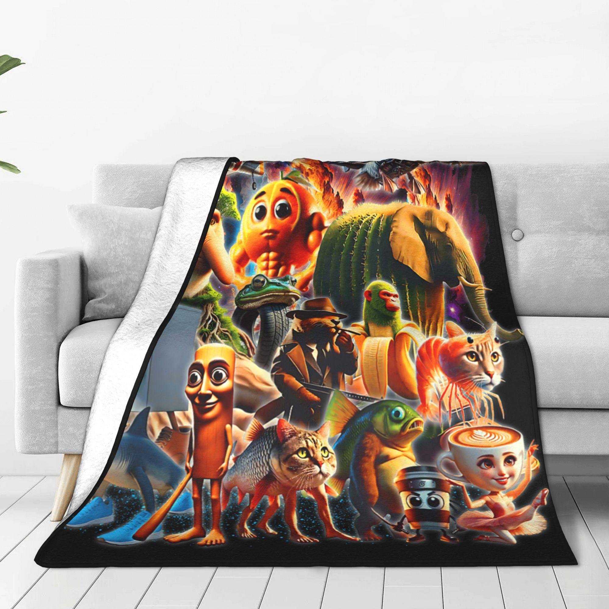 Italian Brainrot Blanket Soft Warm Flannel Blanket Suitable For Sofa Beds Living Rooms Loved By Children And Adults Alike Home Decor Birthday Gifts Party Favors Halloween Blankets Christmas Blankets