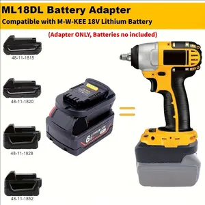Mil18dl Battery Adapter Durable Compatible with Dewalt 20v Cordless Tools, Fits Milwaukee 18v Max Lithium-Ion Batteries, Only Adapter Included
