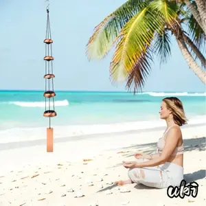 Handcrafted Metal Pagoda Wind Chimes With Vintage Copper Wind Bell Structure, Traditional Asian Style Hanging Ornament For Yard Patio & Outdoor Garden Layout, Classic Home Exterior Decor And Sentimental Commemorative Memorial Present room