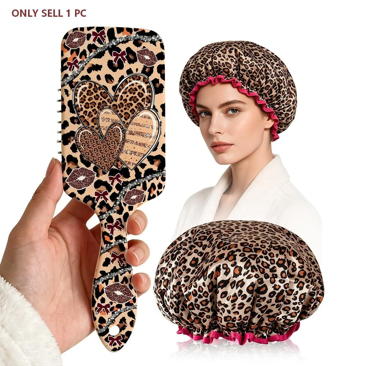 Leopard Print Heart Lip Bow Hair Comb Set, Anti-Static Smooth Hair Care, Home Use Gift for Loved Ones, Simple Design for Women, Hair Styling Tools, Abs Plastic Combs