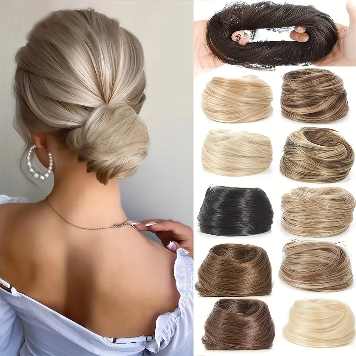 Messy Bun Hair Piece Straight Scrunchie Hair Extensions Voluminous Updo Chignon Hairpiece Updo Hair Extension Accessories Women Gift