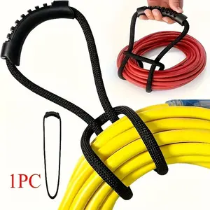 2 Adjustable Black Heavy-duty Nylon Storage Straps with Anti Slip Handle Design, Suitable for Home, RV, Indoor and Outdoor Use, Organizing Cables and Hoses